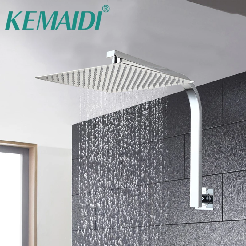 通販 Kemaidi au 10  インチ浴室壁掛けスクエア雨ステンレス鋼のシャワーヘッドミキサークローム仕上げタップ シャワーアームセット
