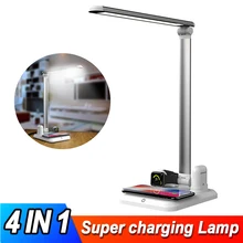 Быстрое QI Беспроводное зарядное устройство 4 в 1 USB Беспроводная зарядная станция для Apple Watch Airpods iPhone с настольной лампой светодиодный светильник