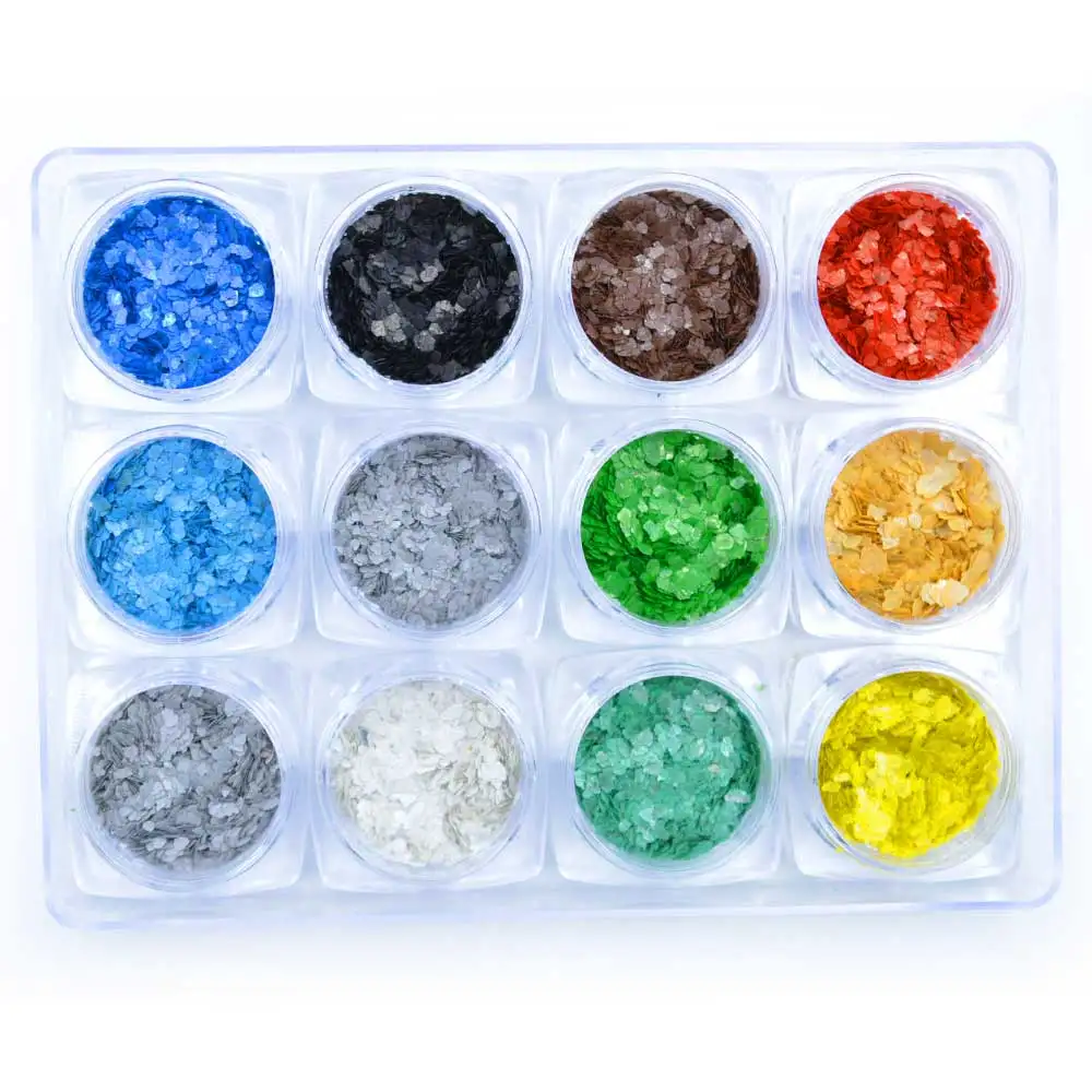 

1 Box 12 Color Irregular Particle Crushed Marble Powder Ultrathin Sequin for Nail Art Studs Manicure Accessory