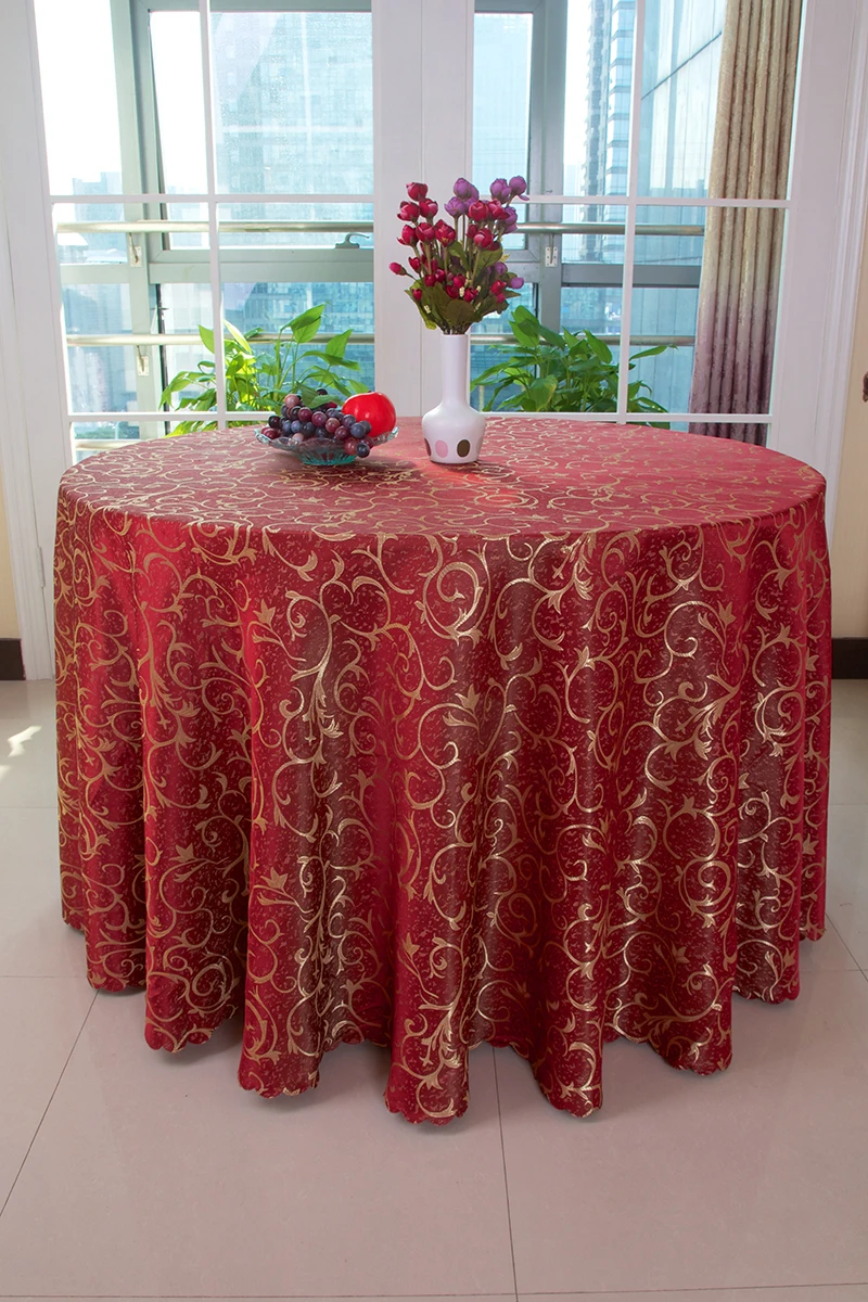 

High grade jacquard leaves polyester hotel table cover table cloth for weddings,banquets,home