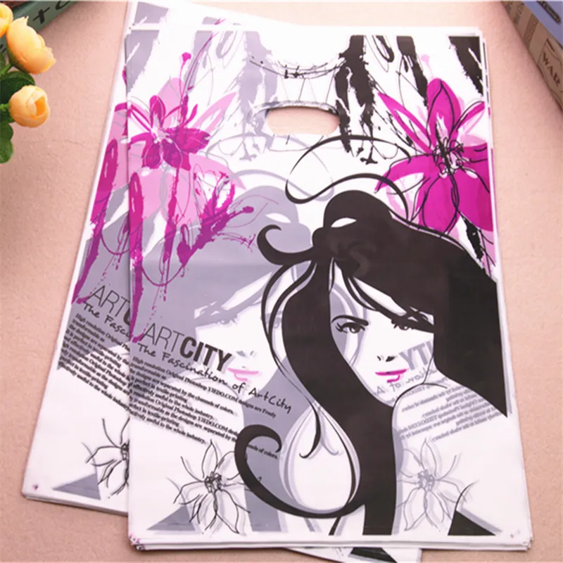 2021 Hot Wholesale 100pcs/lot 30*40cm Luxury Large Plastic Shopping Bags Fashion Girl Packaging Gift For Hair Extensions | Дом и сад
