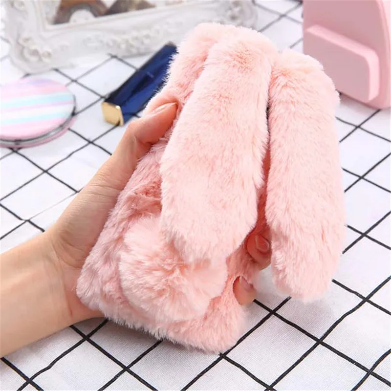 

2018 Selling Rabbit Fur Case for IPhone X 8 7 6 6S Plus Soft TPU Cover for Samsung Galaxy S8 Plus S7 S6 Edge Lovely Phone Cases