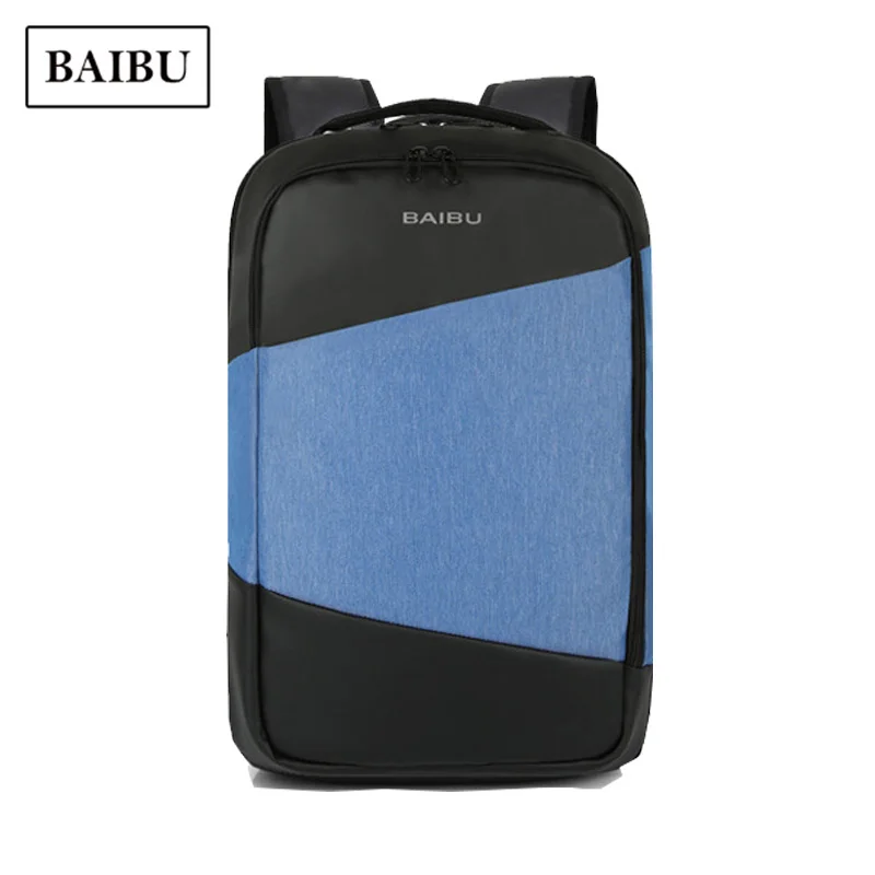 

BAIBU Brand USB Laptop Bag Pack Men Business Harajuku Male Casual Backpack for Teens School Bag Blue Anti Theft Travel Back Pack