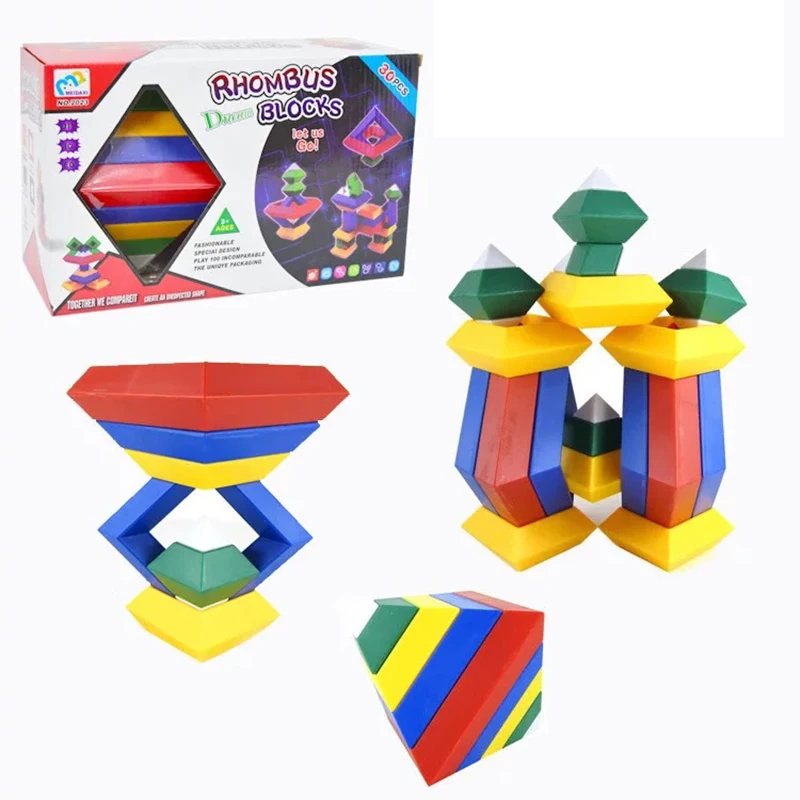 

30pcs Diamond Changeable Pyramid Cube Geometry Magic Tower Building Blocks Toy
