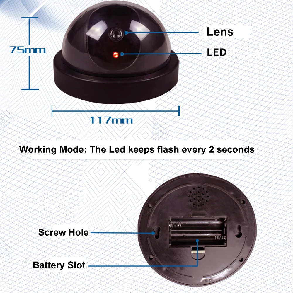 Мини CCTV камера поддельный муляж камеры безопасности светодиодный свет наблюдения безопасности купол для Дома Офиса семьи открытый Крытый Черный