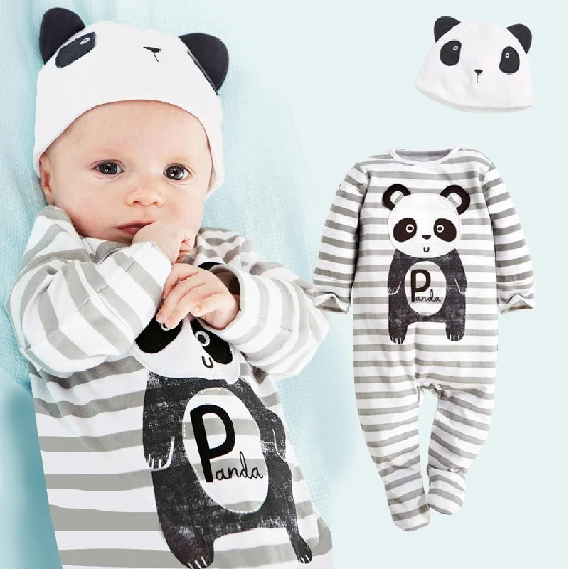 Hooyi animal Bebé Ropa Sets bebe Niños Niñas mameluco + sombrero traje Pijamas largos Mamelucos trajes