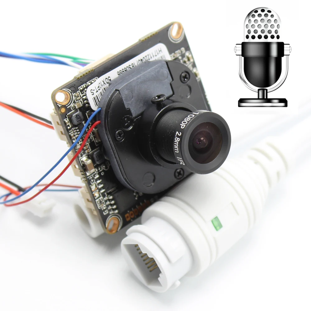 2.8mm Lens 720P 1080P IP Camera Module Board Audio Input With External