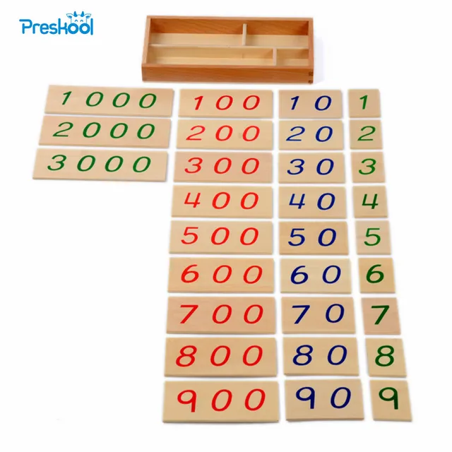 US $23.55 Baby Toy Kids Wood Number Cards 1-3000 Montessori Math Preschool Early Childhood Education Brinqued