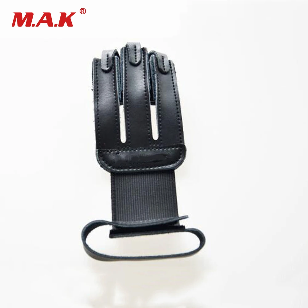 

Black Finger Protection Guard Cow Leather 3 Finger Protect Glove for Archery Targeting Recurve Bow Hunting Shooting