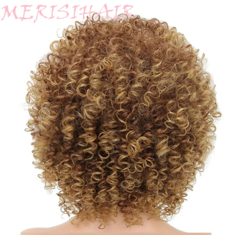 MERISI HAIR Long 16 Inch Kinky Curly Wigs For Black Women Blonde Mixed Brown Synthetic Wigs African Hairstyle Heat Resistant (3)