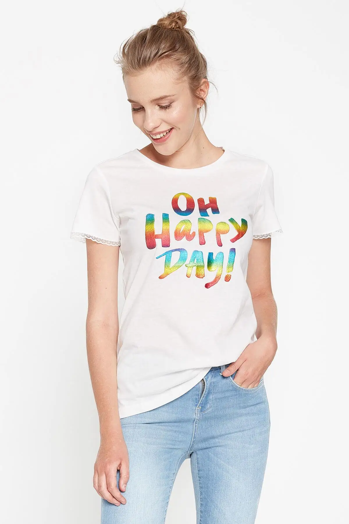 

Koton Female Ecru T-Shirt 7YAL16381IK