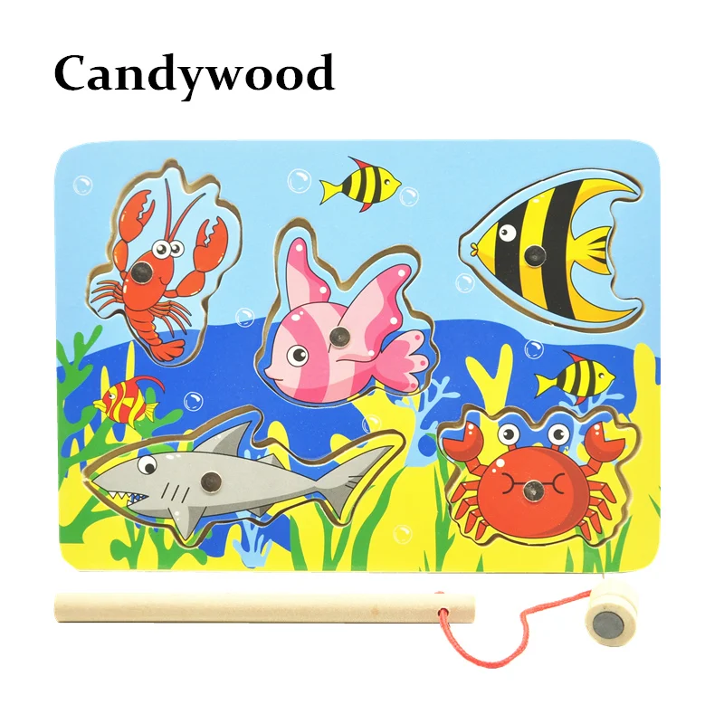 Детские деревянные игрушки, обучающие деревянные магнитные рыболовные игры, маленький магнитный столик-головоломка, развивающие игрушки для детей