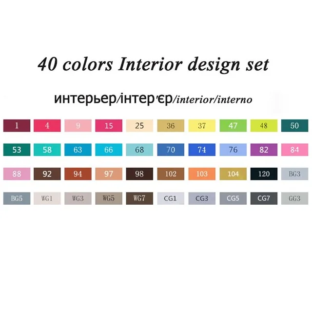 TOUCHFIVE 168 цветов, набор маркеров для творчества, двойная головка, эскизные маркеры, ручка для манги, дизайн для рисования, лайнер, маркеры, художественные канцелярские принадлежности - Цвет: 40 Interior Set