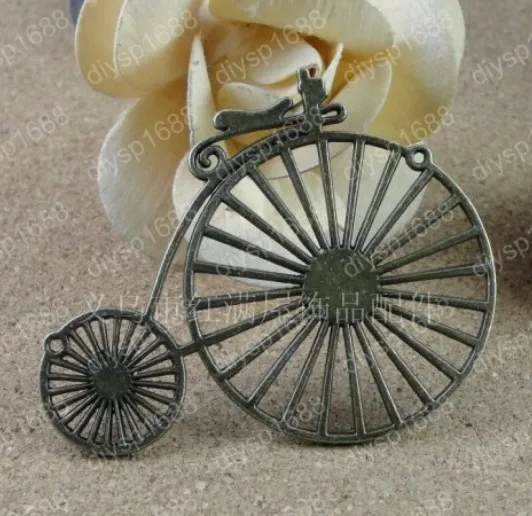 

5 шт./лот, античные бронзовые подвески из сплава цинка, подвески, подходящие для ювелирных изделий, 60*75 мм, в форме велосипеда JJA2878