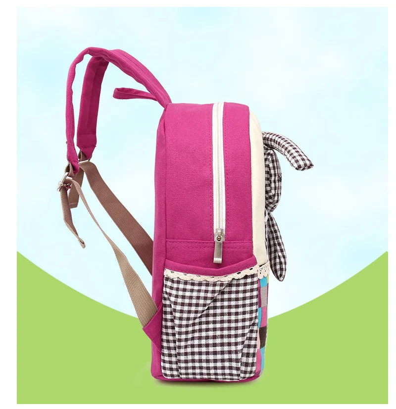Детский Школьный рюкзак с объемным кроликом для детского сада, Мультяшные Лоскутные сумки для девочек, Холщовый Рюкзак Mochila, детский школьный рюкзак