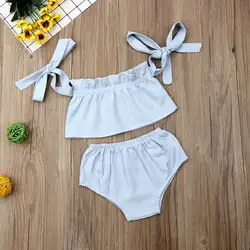 Pudcoco 2019 Милая летняя детская одежда 2 шт. Одежда для маленьких девочек цветочный с открытыми плечами Топ и шортики прекрасный хлопок наборы