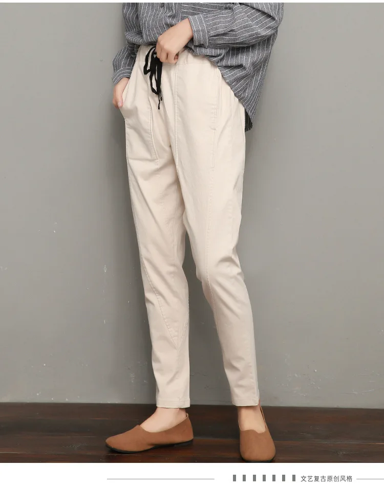 Повседневные узкие брюки женские хлопковые брюки с эластичным поясом Лоскутные карманы Весенние Новые укороченные брюки мягкие