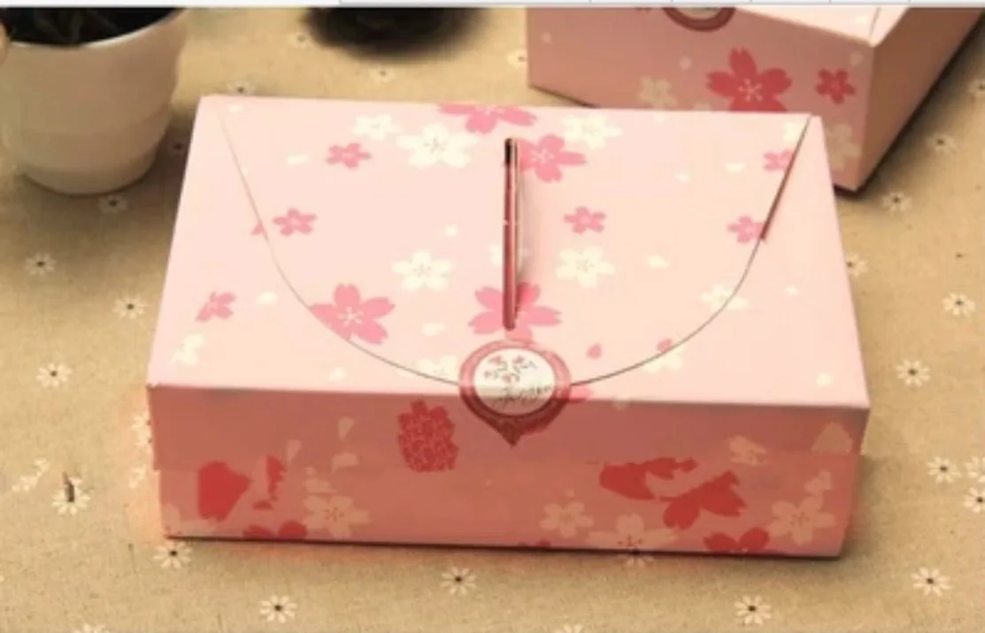 

Pink Cherry Blossoms Moon Cake Box Chocolate Flower Box Macaron Wedding Favors and Gifts Packaging Box Candy Bags