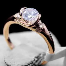 1 шт. розовое золото милый женский большой кристалл белый циркон обручальное кольцо, кольца для женщин романтическое милое обручальное кольцо
