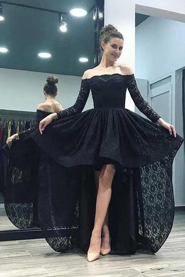 Black Lace High Low Cocktail Dresses ...