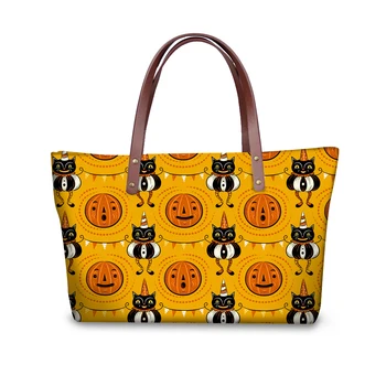 

ELVISWORDS Halloween Cats Printed Women Handbag Cute Shoulder Bag For Girls Best Gifts For Children Funny PU Wallet Dropshipping