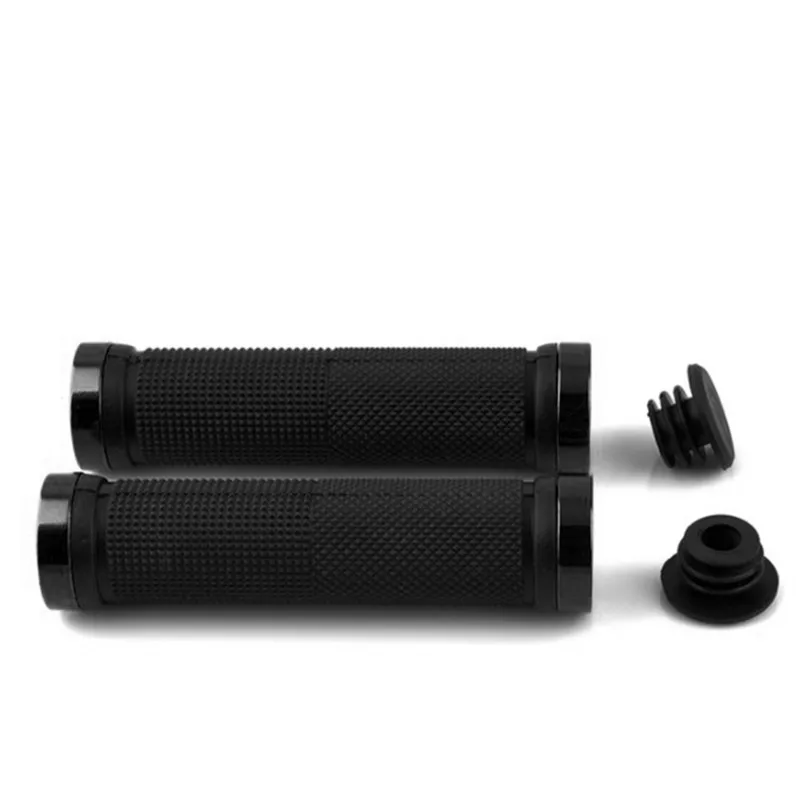 1 Pair Double Lock Bicycle Mountain BMX Bike Handle Bar Grips Cycling Rubber Handlebar Grips Bicycle Parts Accessories 6 Colors - Color: Black