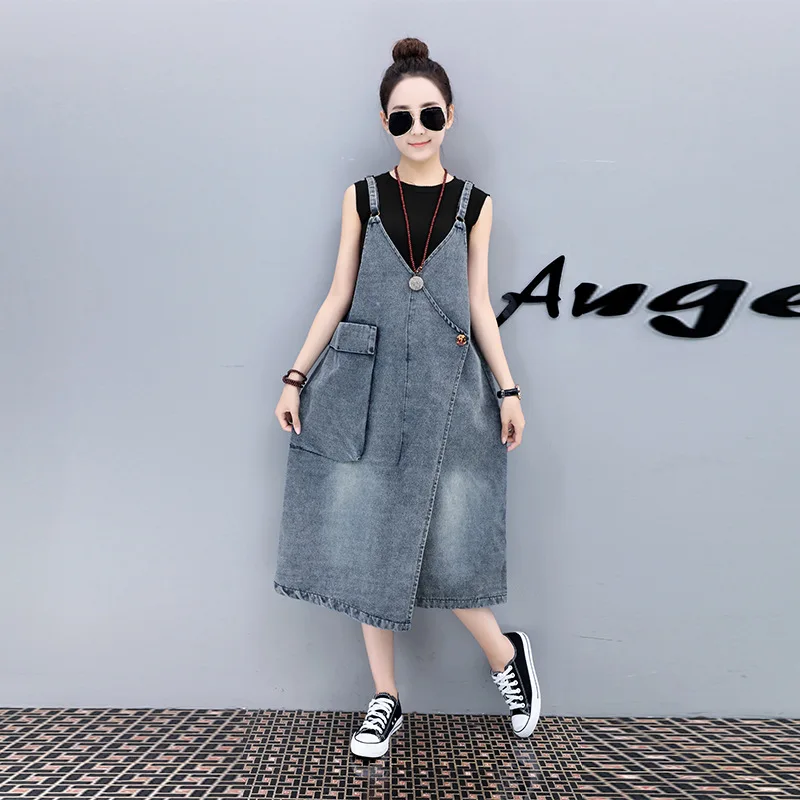 

Summer Women Large Big Size Denim Long Dress Woman Fashion Cotton Jean Dresses Female Casual Sundress Female Oversize Clothing