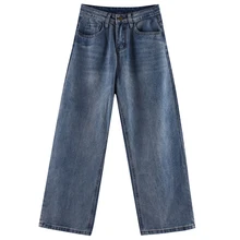 Женские джинсы в корейском Ретро винтажном стиле, свободные широкие джинсовые штаны harajuku Ulzzang, прямые женские брюки, Calcas, джинсы Mujer