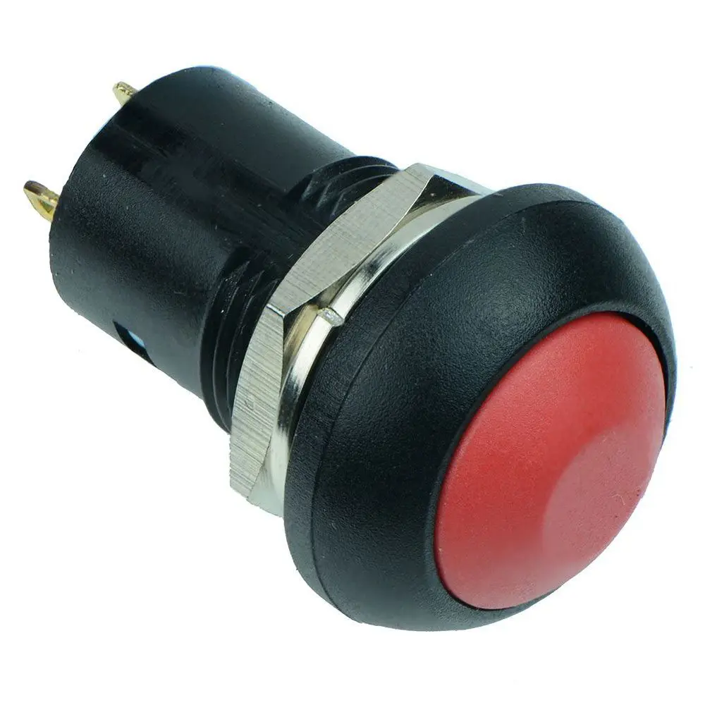 On Off Latching Waterproof 12mm Push Button Switch SPST 2IP67, Redin
