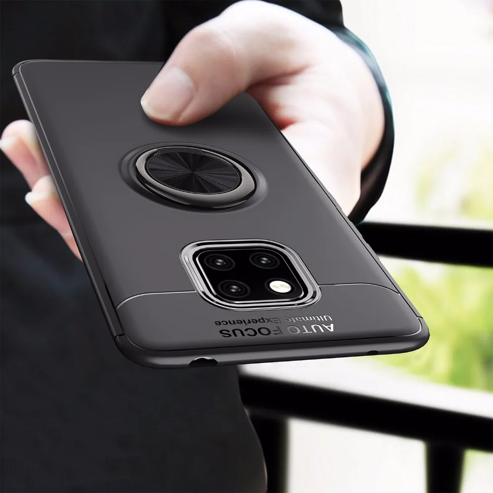 Роскошный ударопрочный чехол с кольцом-кронштейном для Huawei Mate 20 Pro полное