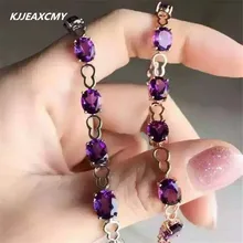 KJJEAXCMY натуральный аметист женский браслет инкрустация ювелирные изделия S925 серебро