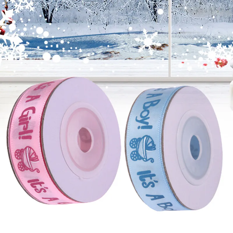 10Yards/Roll IT'S A BOY/GIRL Satin Ribbons Favors Ribbon For Kids Baby Birthday Party Supplies Shower Decoration | Дом и сад