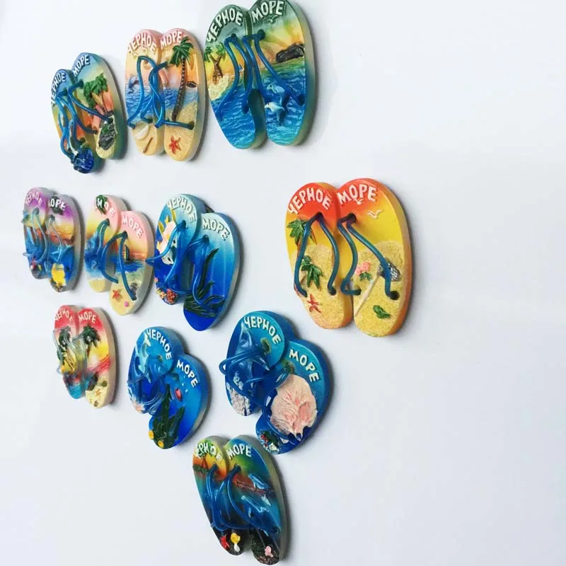 Россия творческие сувениры для туристов Черное море океан ветер трехмерные шлепанцы магнитные наклейки стикеры на холодильник