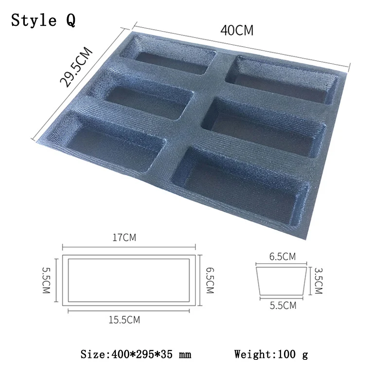 Meibum, стекловолокно, силиконовая форма для хлеба, различные длинные буханки, хот-дог, багет, Eclair, печенье, черная пористая форма, антипригарная форма, инструмент для выпечки - Цвет: Style Q