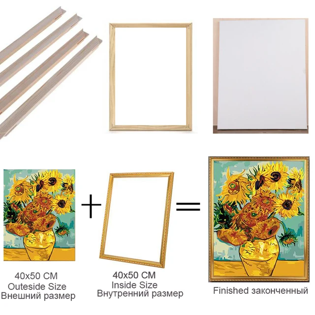 paint by number frame of inner wooden frame and outer PEE outer frame