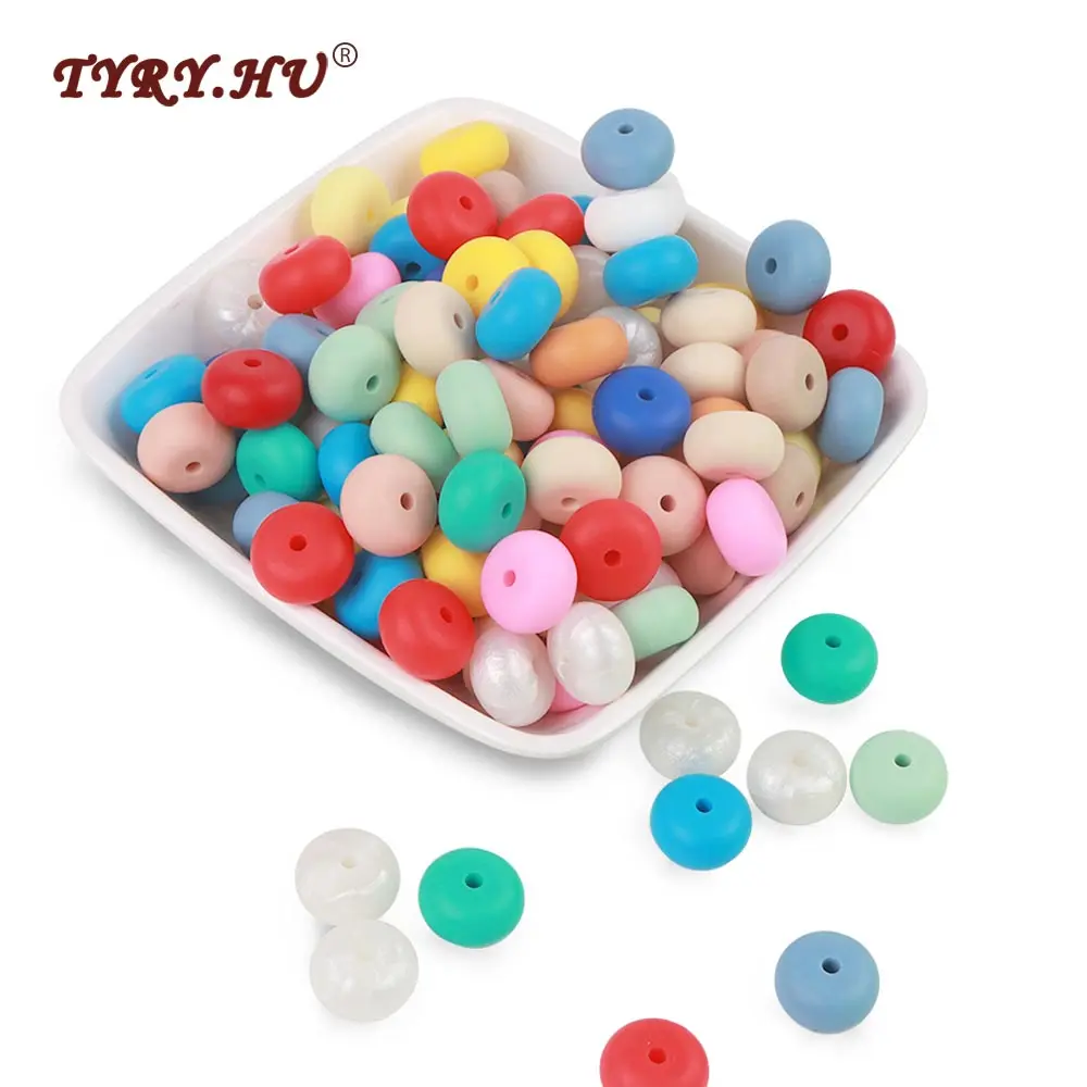 

TYRY.HU 20pc Silicone Abacus Beads 14*8mm Food Grade Chewable baby nursing Loose beads For BPA Free Jewelry Making DIY Necklace