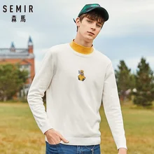 SEMIR осенний однотонный мужской свитер 6 цветов приталенный хлопок с круглым вырезом размера плюс трикотажные пуловеры Теплые мужские свитера