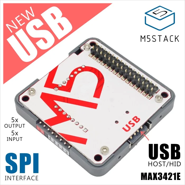 M5Stack Новый USB модуль USB HOST/HID с MAX3421E SPI интерфейс выход * 5 вход * 5 Совместимость с M5Stack ESP32 StackabLE Kit