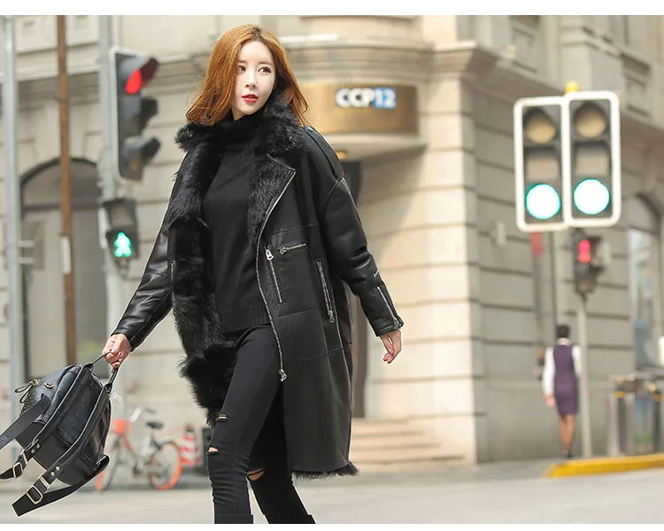 women natural sheep skin leather coat fur inside (7)