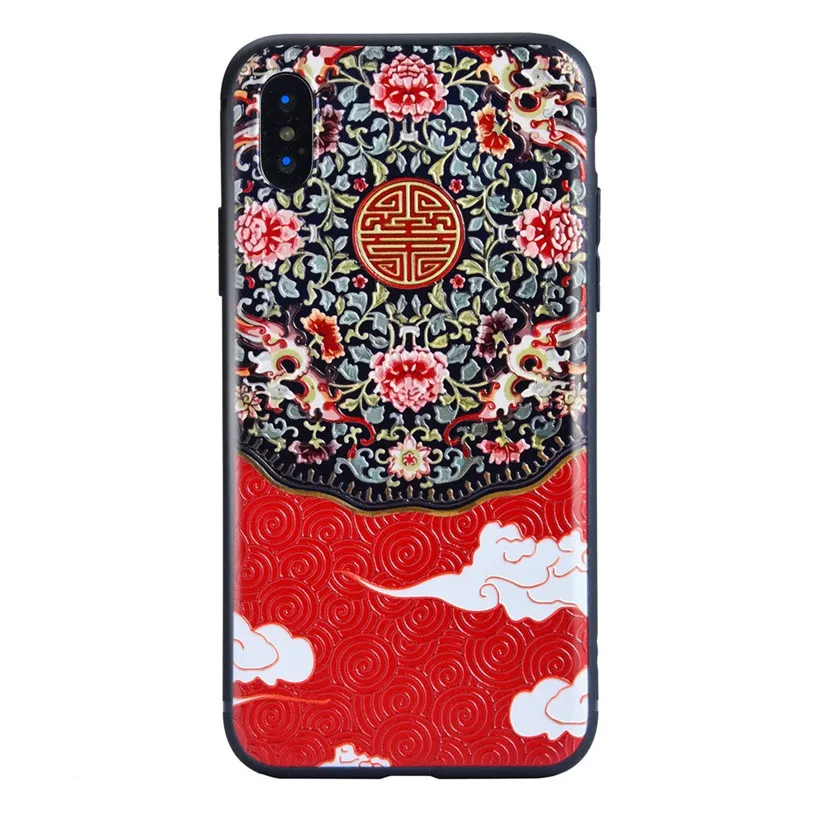 Newly Design Vintage Embossed Chinese Phone Case Cover For Iphone 9 TPU