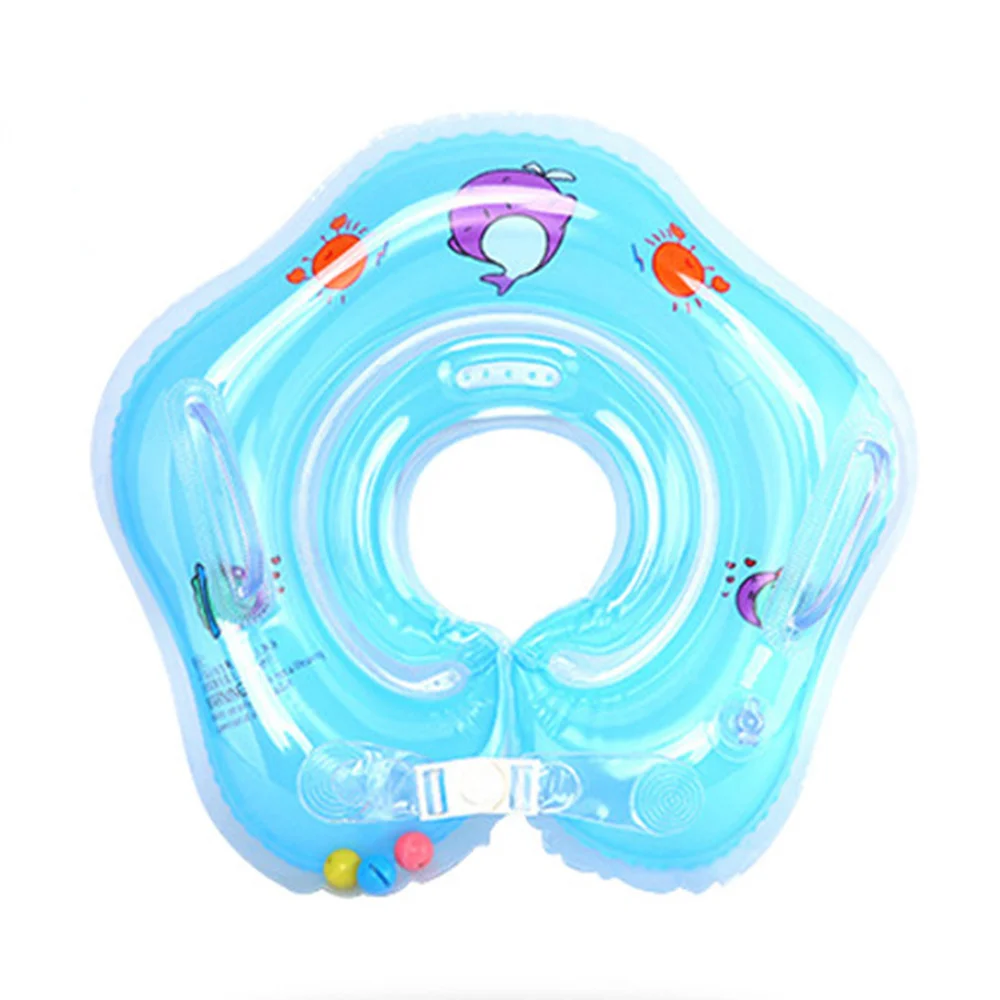 Младенческий плавательный круг для шеи, надувной круг для купания, фламинго, чашка для напитков, Детские тренировочные аксессуары для плавания - Цвет: Blue