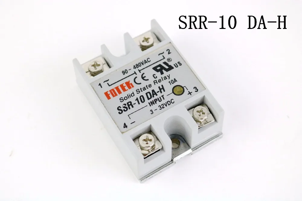 Heschen Single Phase Solid State Relay SSR-10DA - Input 4-32VDC, Output 24-480VAC 10A, Zero Switching