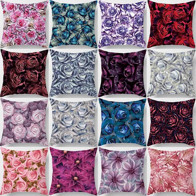 

Fashion 16 colors rose pillow case men women girls ladies square pillow cases high definition pillow cover 45*45cm