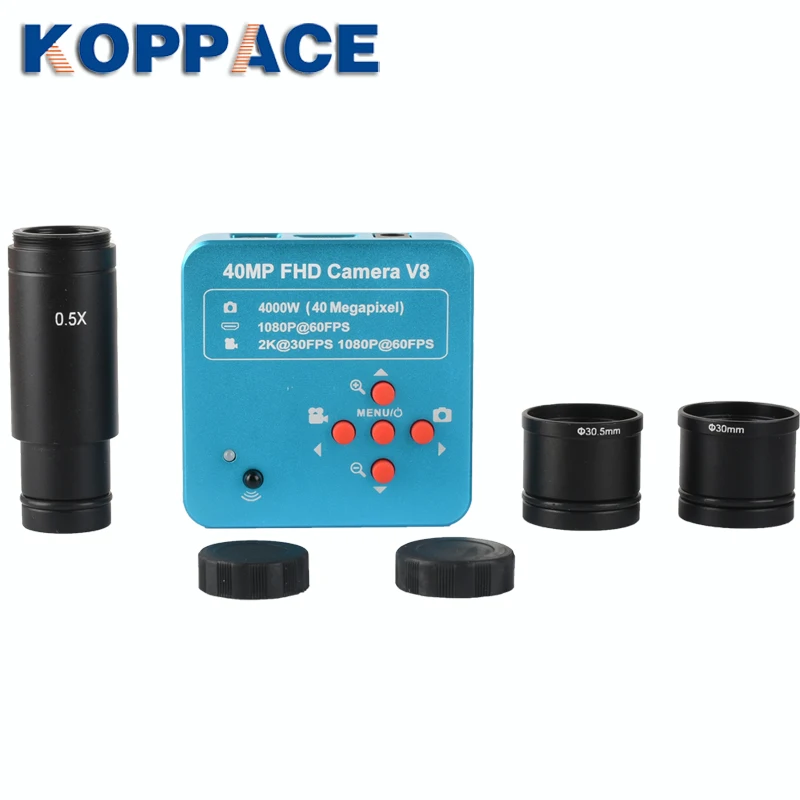 

KOPPCE 40 million pixel,HDMI microscope camera,0.5X Electronic Eyepiece,23,2mm,30mm und 30,5mm Adapter,For biological microscope