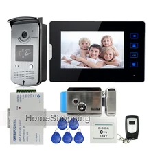 Nuevo 7 “Pantalla táctil Video de La Puerta Teléfono Intercom Kit + 1 Acceso RFID Cámara de la puerta + 1 Monitor + Eléctrico de Bloqueo De Control Envío Gratis
