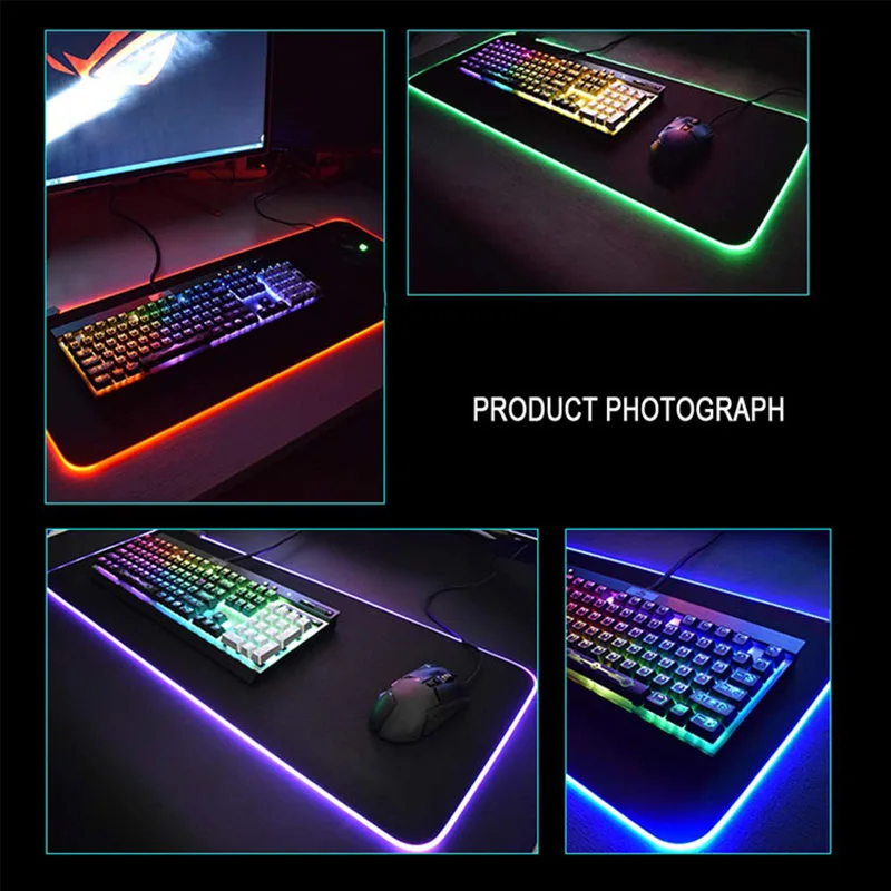 RGB цветное светодиодное освещение коврик для мыши Коврик для ПК ноутбук игровой@ JH