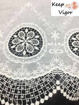 

(1yard) 100% cotton white good quality two sides soft embroidery lace fabric for lady dress wedding party EBMM-320