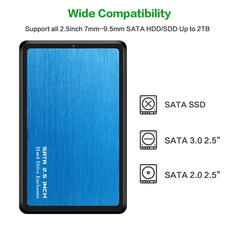 2," USB 3,0 SATA Hd коробка HDD жесткий диск Внешний корпус SSD, HDD металлический чехол инструмент 5 Гбит/с Поддержка 2 ТБ протокола UASP