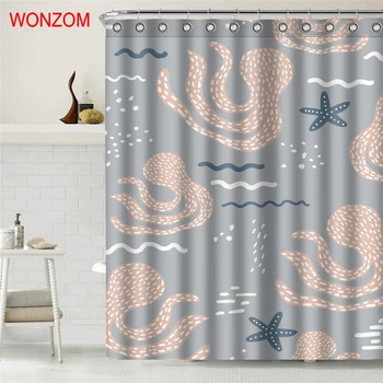 

WONZOM Polyester Shower Curtains with 12 Hooks For Bathroom Decor Modern 3D Animal Bath Waterproof Curtain Bathroom Accessories