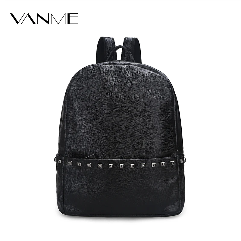 Hot New Fashion Casual Genuine Leather Women Backpack Top Rivet Leather Ladies Shoulder Bag Female Backpacks